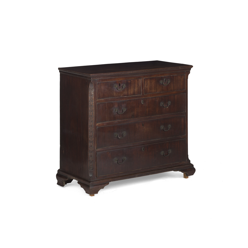 Appraisal: GEORGE III MAHOGANY CHEST OF DRAWERS TH CENTURY the rectangular