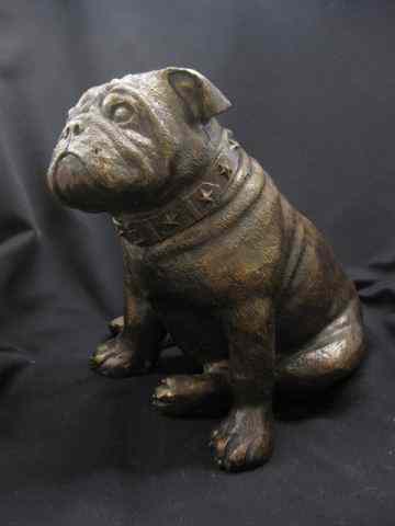 Appraisal: Bronze Statue of a Bulldog seated starstudded collar - ''