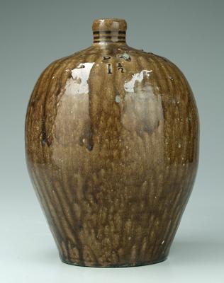 Appraisal: Daniel Seagle ovoid jug runny medium olive alkaline glaze stamped