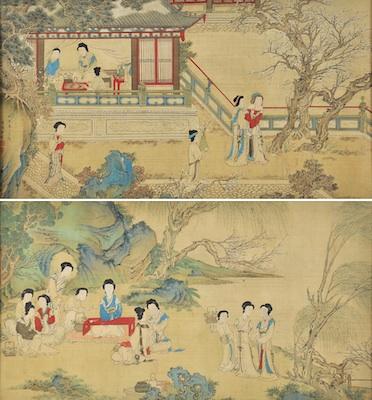 Appraisal: A Pair of Framed Watercolors on Silk Chinese th Century