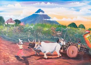 Appraisal: South American Farm Scene Oil on Canvas Open oil on