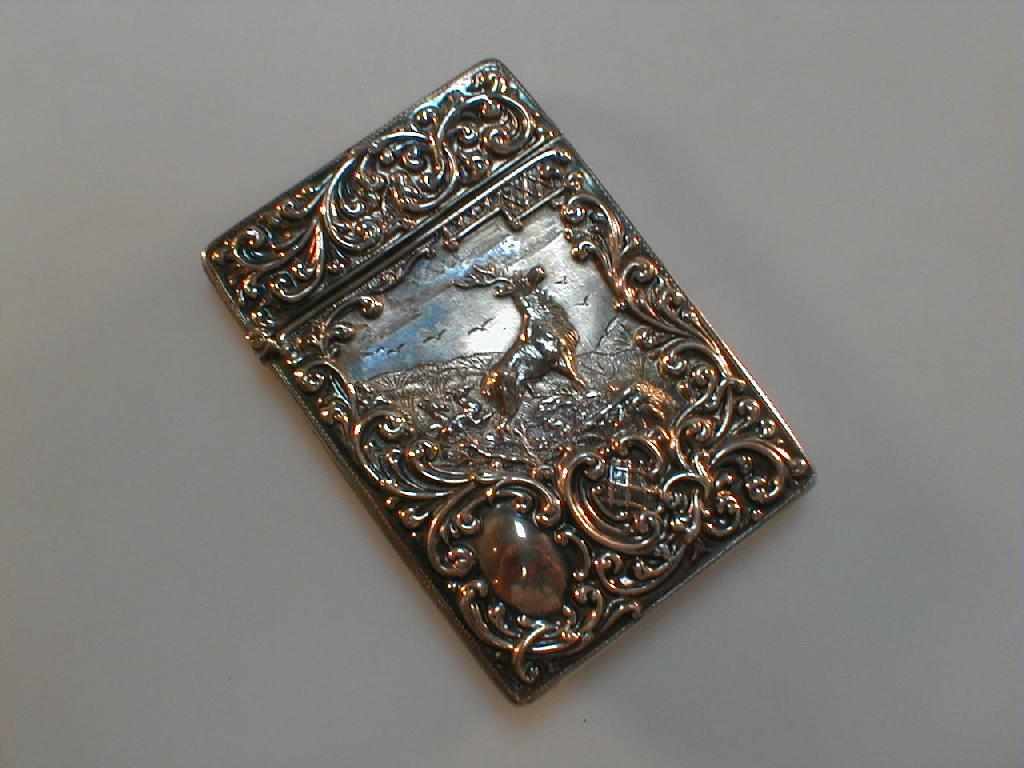 Appraisal: An Edward VII silver card case repouss with a stag