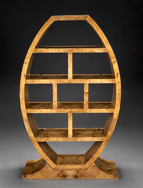 Appraisal: An Art Deco style exotic wood etagere late th century