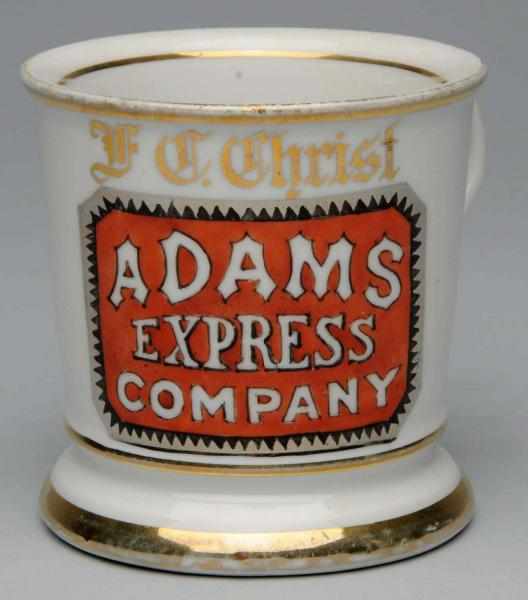 Appraisal: Adams Express Shaving Mug Gilt name F C Christ Stamped