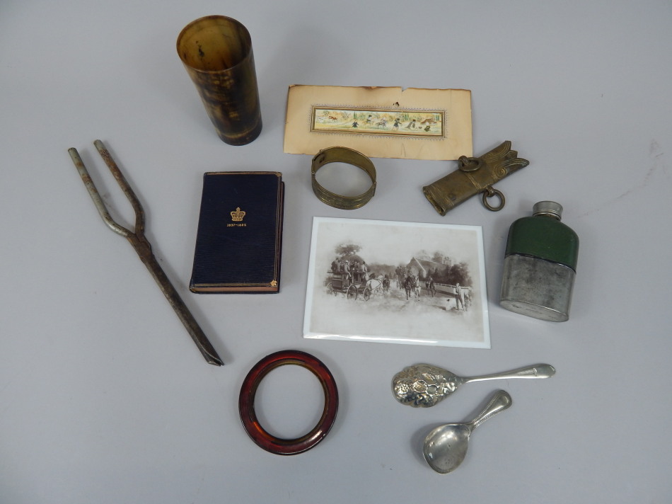 Appraisal: Miscellaneous items to include a leather and silver plated hip