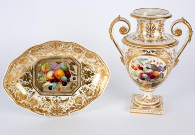 Appraisal: A Derby two-handled vase and a lobed oval dish circa