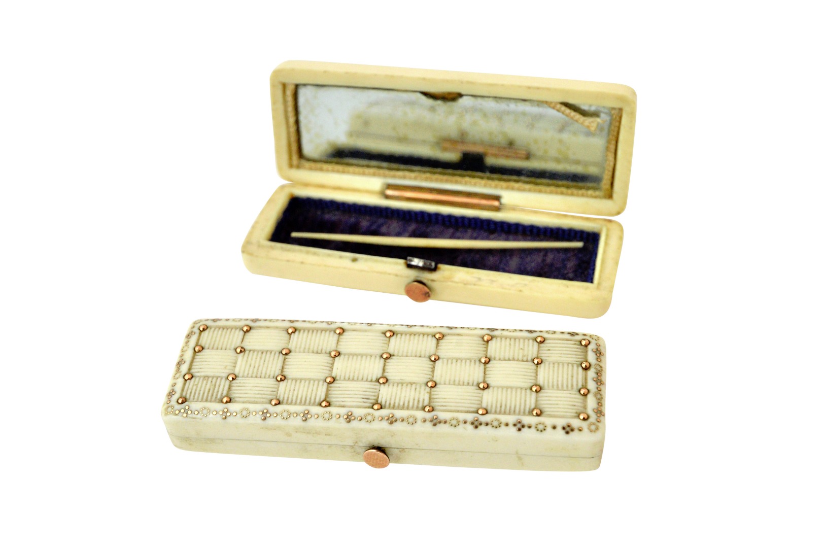 Appraisal: A Georgian ivory and brass inlaid toothpick box the rectangular