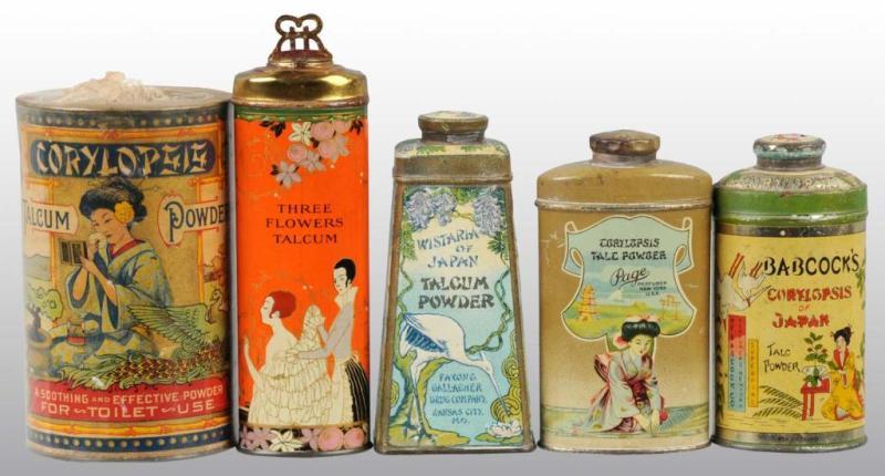 Appraisal: Lot of Talc Tins Description Nice grouping with great graphics