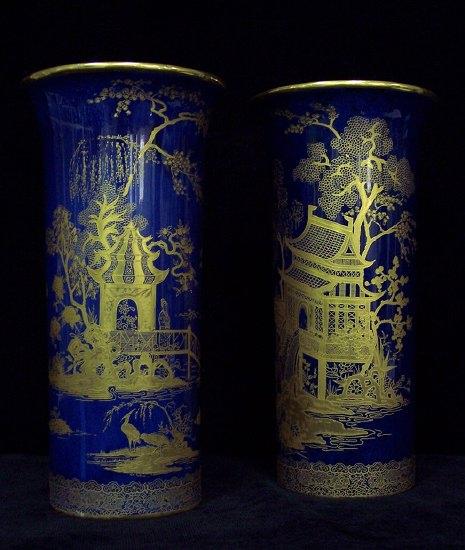 Appraisal: A pair of Carlton Ware China Land spill vases painted