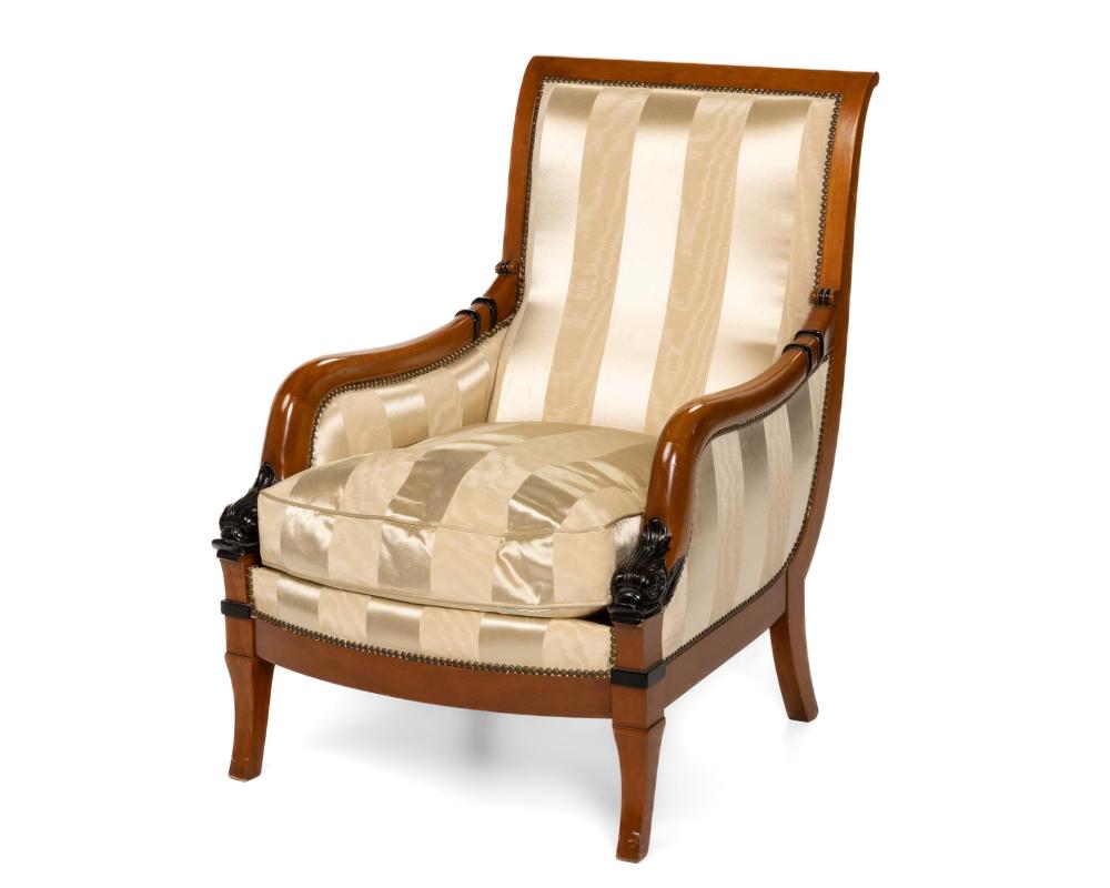 Appraisal: A contemporary Biedermeier-style armchair th Century The armchair with striped