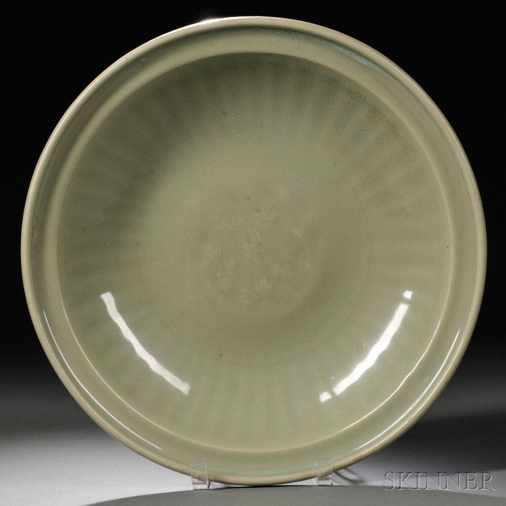 Appraisal: Large Celadon Dish China Song Dynasty style decorated with incised