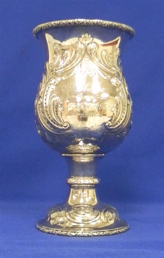 Appraisal: SILVER Wood Hughes sterling goblet American th C foliate and