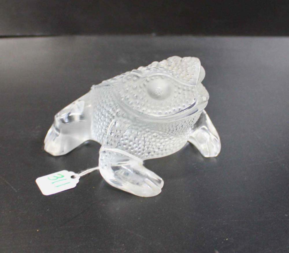 Appraisal: LALIQUE GREGOIRE CRYSTAL FROG the clear crystal frog in a