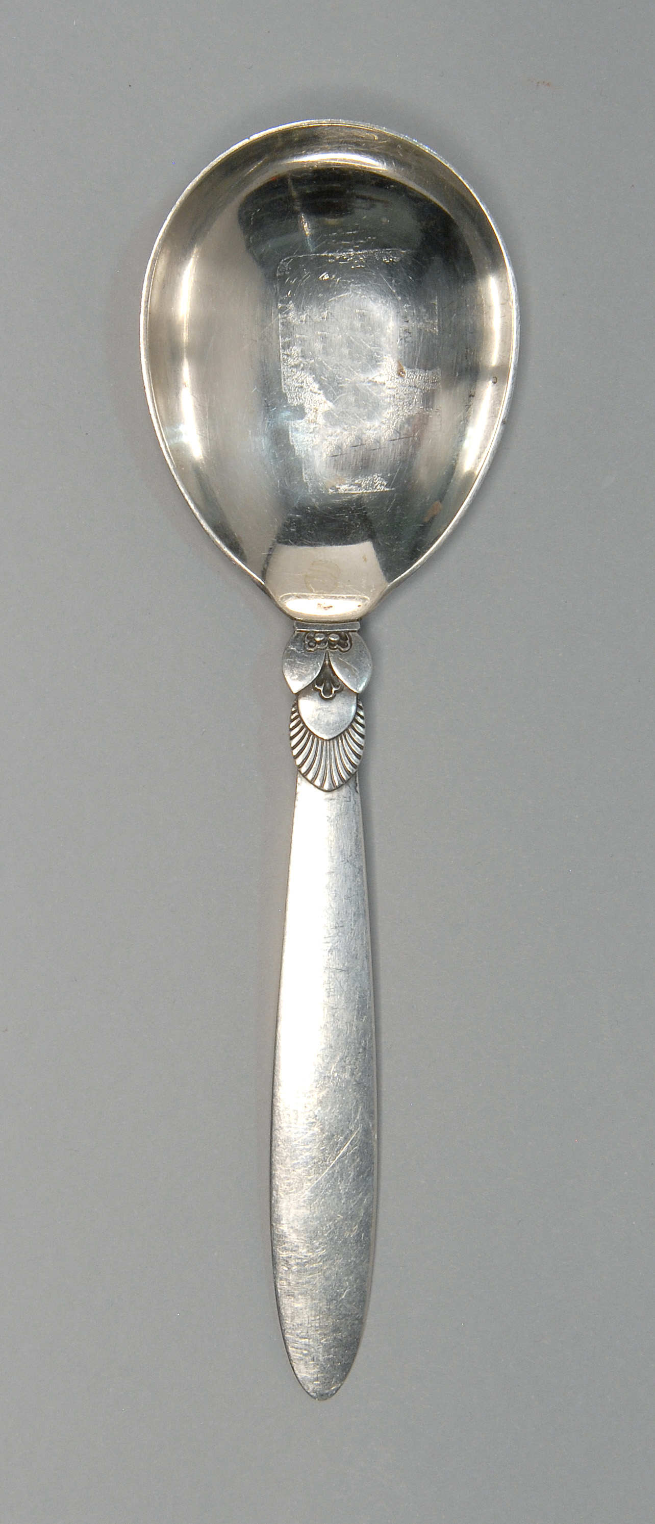 Appraisal: GEORG JENSEN CACTUS PATTERN STERLING SILVER SERVING SPOON Denmark Post