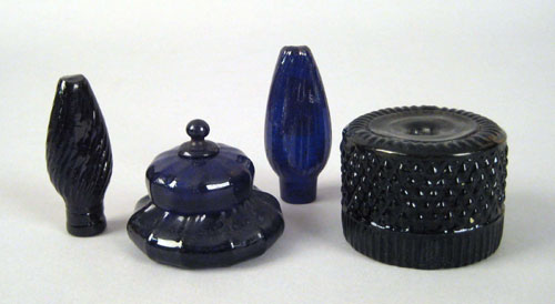 Appraisal: Two cobalt blown glass perfumes th c together with two