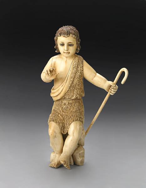 Appraisal: A Goanese carved ivory figure of St John th century