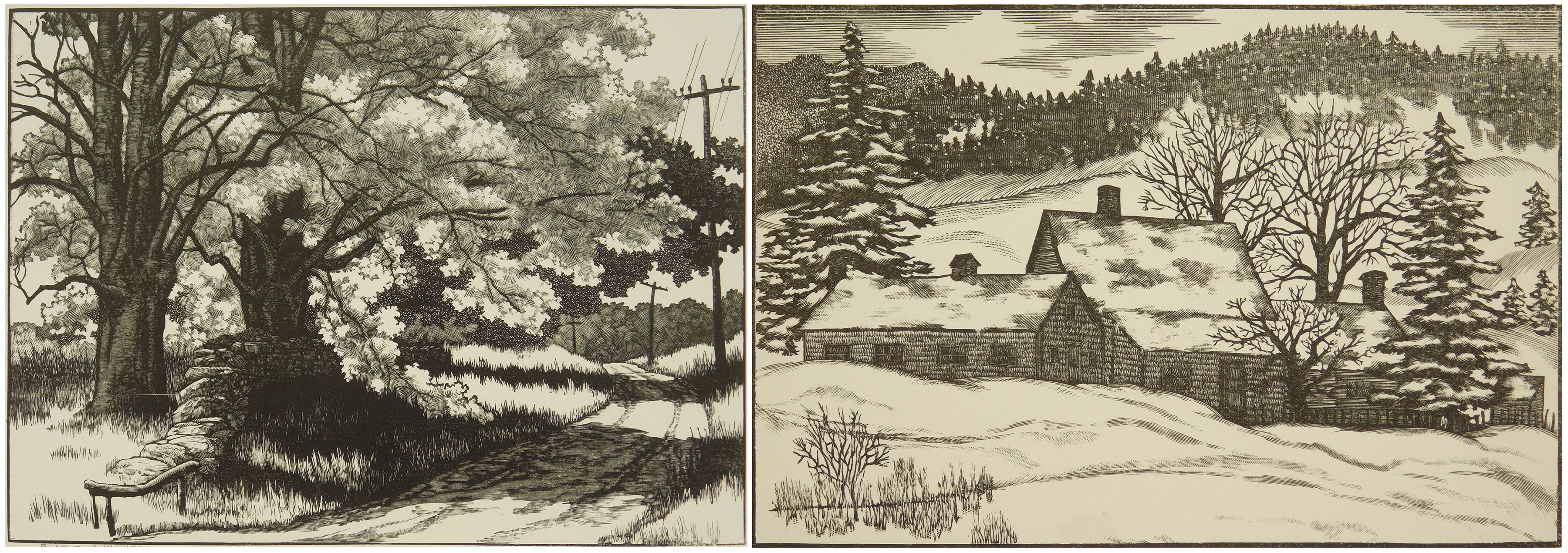 Appraisal: Leo Meissner - ''Winter''- wood engraving ca signed titled and