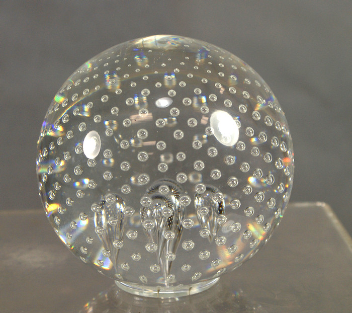 Appraisal: Steuben crystal globular paperweight inscribed Steuben dia Overall good condition