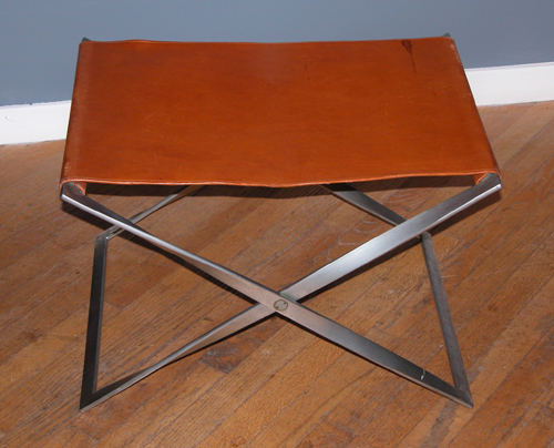 Appraisal: PK Folding Stool Kjaerholm Poul steel and leather x x