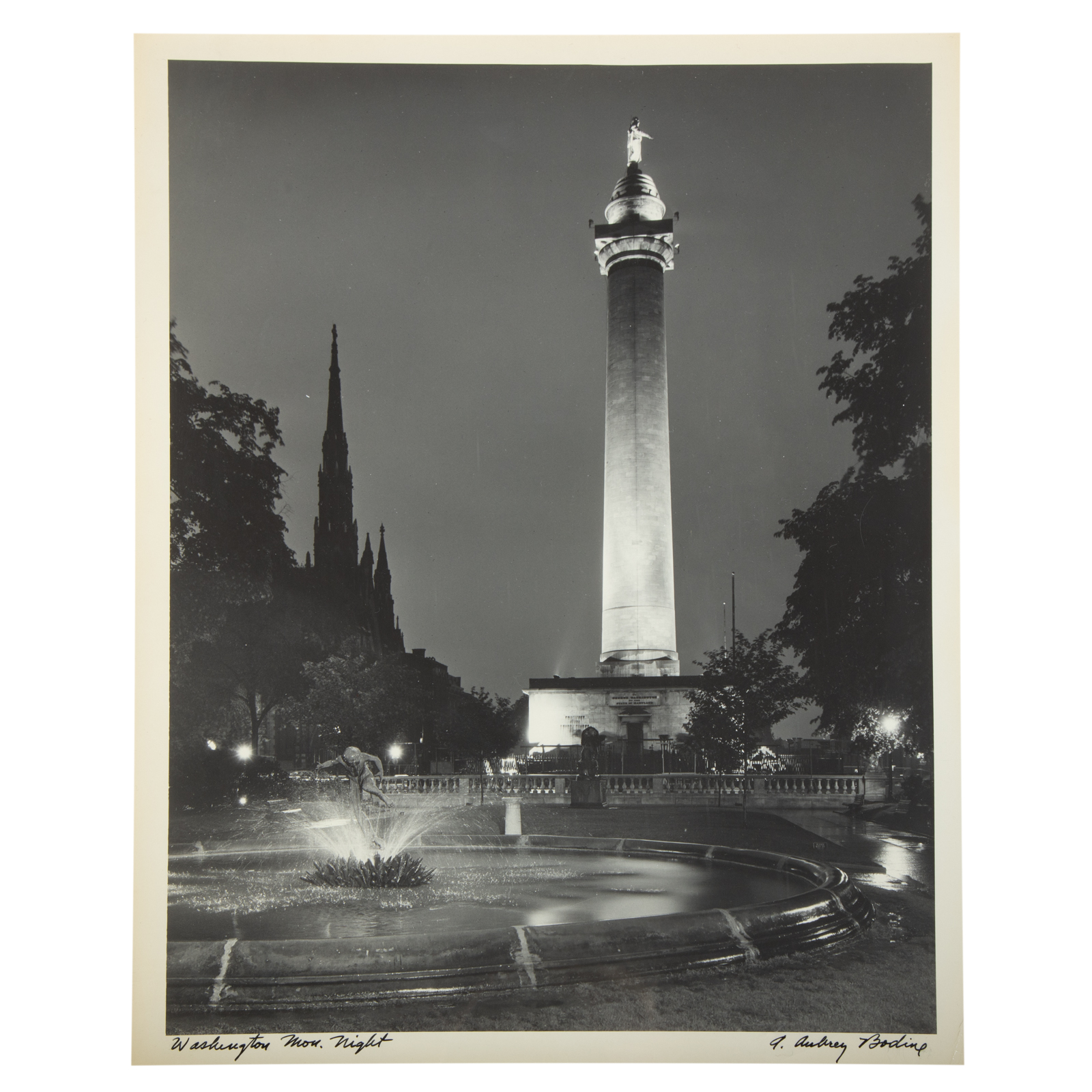 Appraisal: A AUBREY BODINE WASHINGTON MONUMENT AT NIGHT American - Gelatin