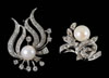 Appraisal: Diamond pearl pin and ring each with central cultured pearl