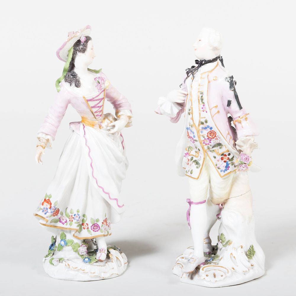 Appraisal: Pair of Meissen Porcelain Figures of Dancers Each with an