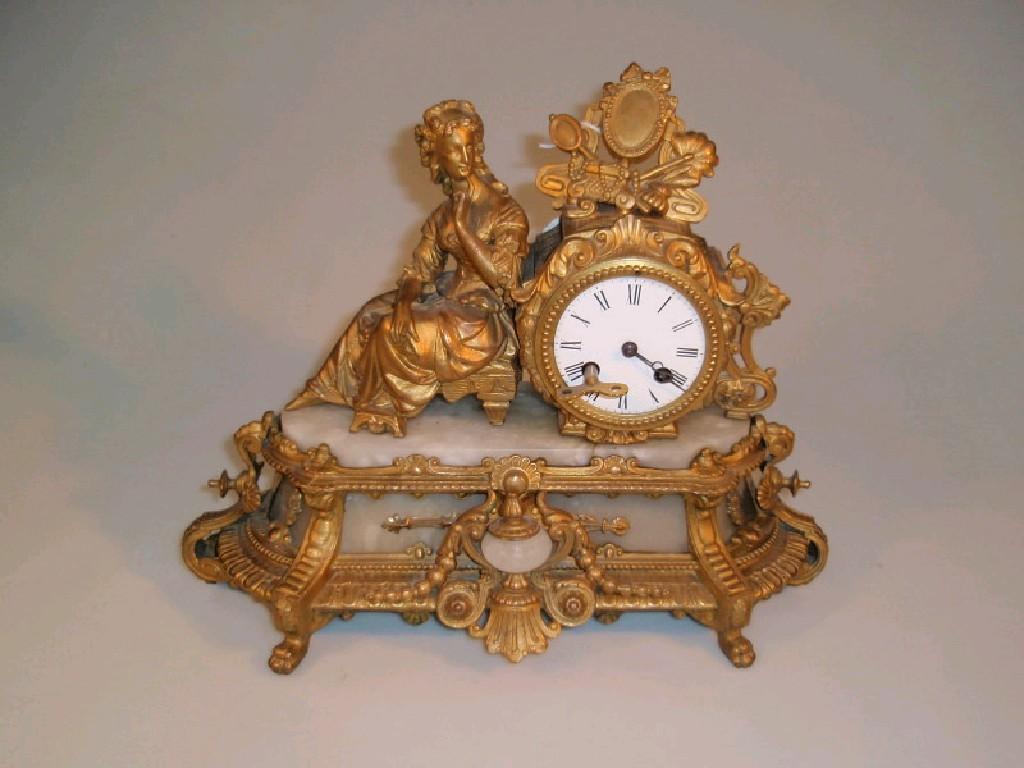 Appraisal: A thC French mantel clock the drum shape case with