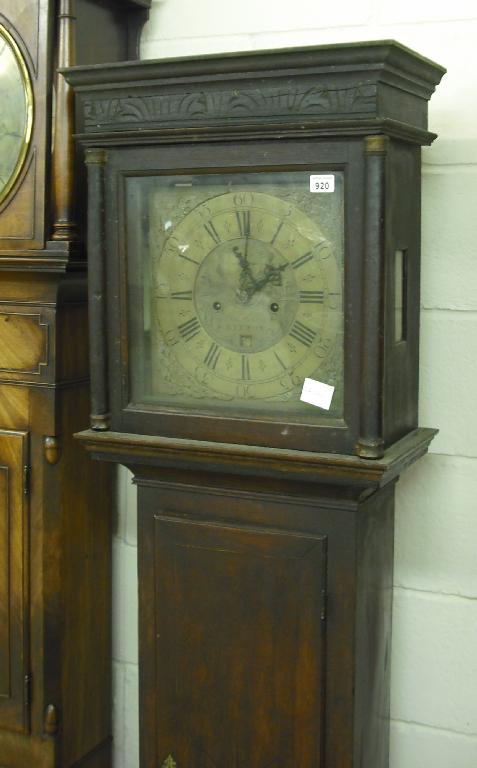 Appraisal: Oak eight day longcase clock the square brass dial signed