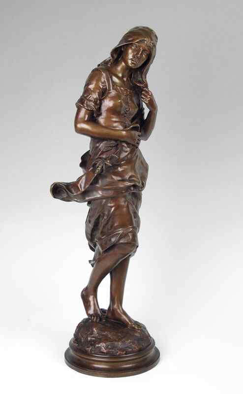 Appraisal: GAUTHERIN Jean French - Young Peasant Girl Bronze '' h