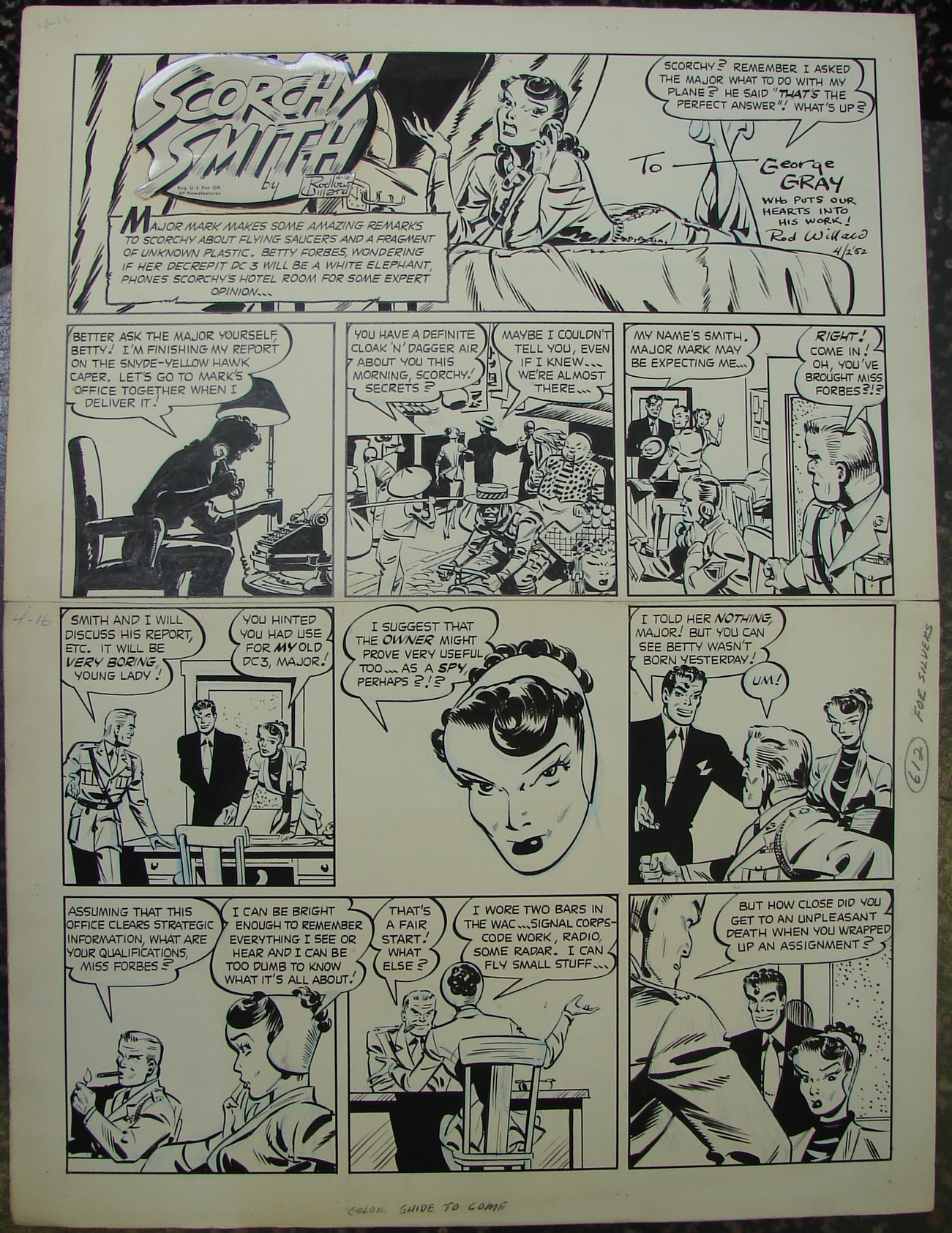 Appraisal: Rodlow Willard American th century SCORCHY SMITH SUNDAY COMIC ORIGINAL