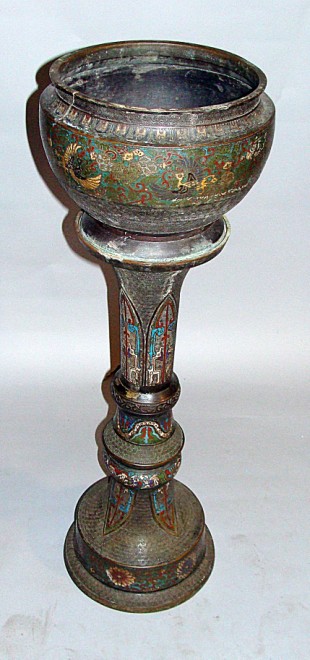 Appraisal: Cloisonne Jardiniere on Stand H inches