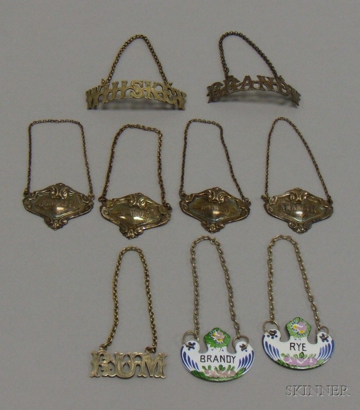 Appraisal: Group of Nine Liquor Tags in three sets a set