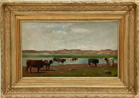 Appraisal: Louis Young American late th century COWS AT PASTURE oil