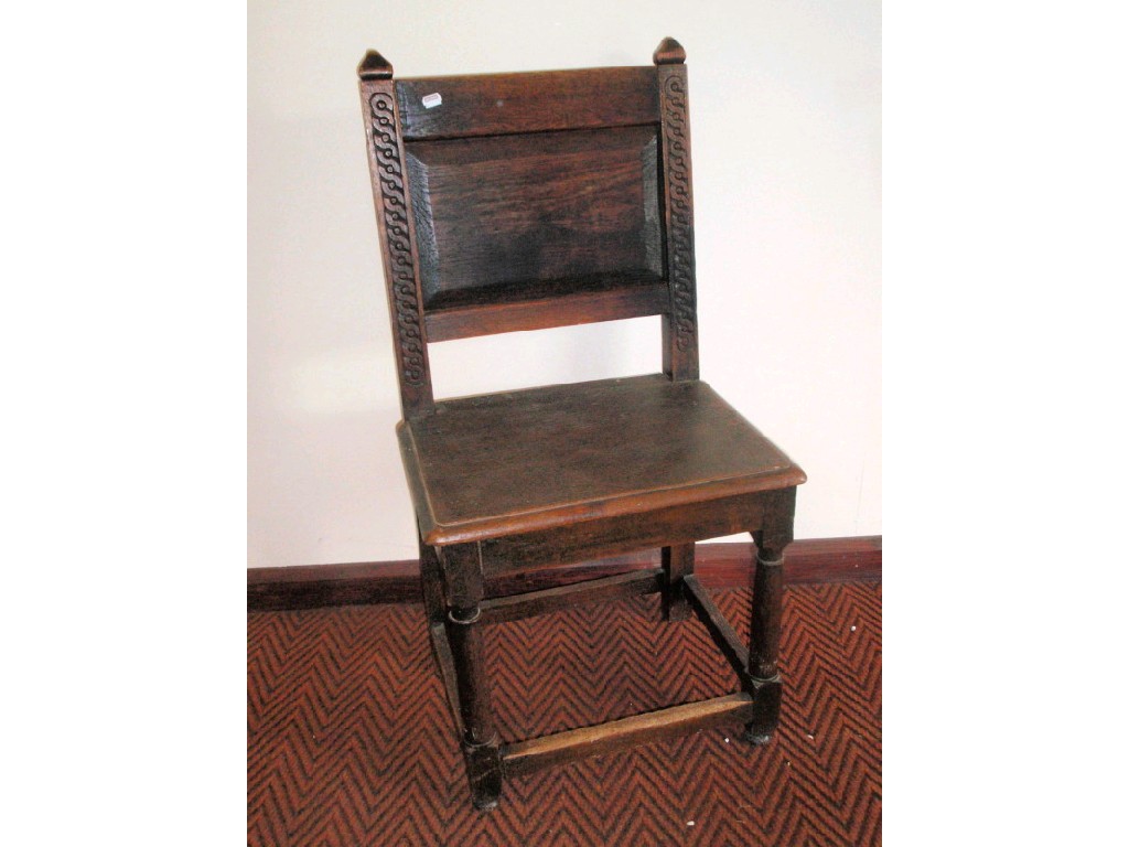 Appraisal: A set of six joined oak chairs in th century