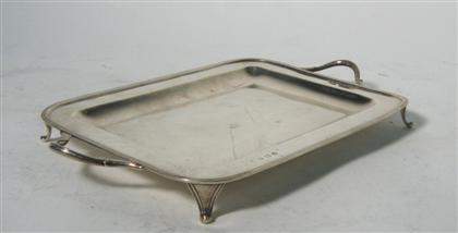 Appraisal: Small English silver two-handled tray Sheffield Rectangular shape with molded