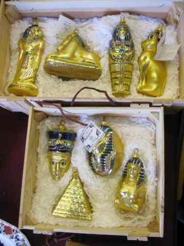 Appraisal: Boxes of Handblown Christmas Ornaments ''Egyptian'' collectioin by Adler excellent