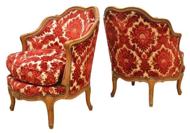 Appraisal: lot of French Louis XV style armchairs th c fruitwood