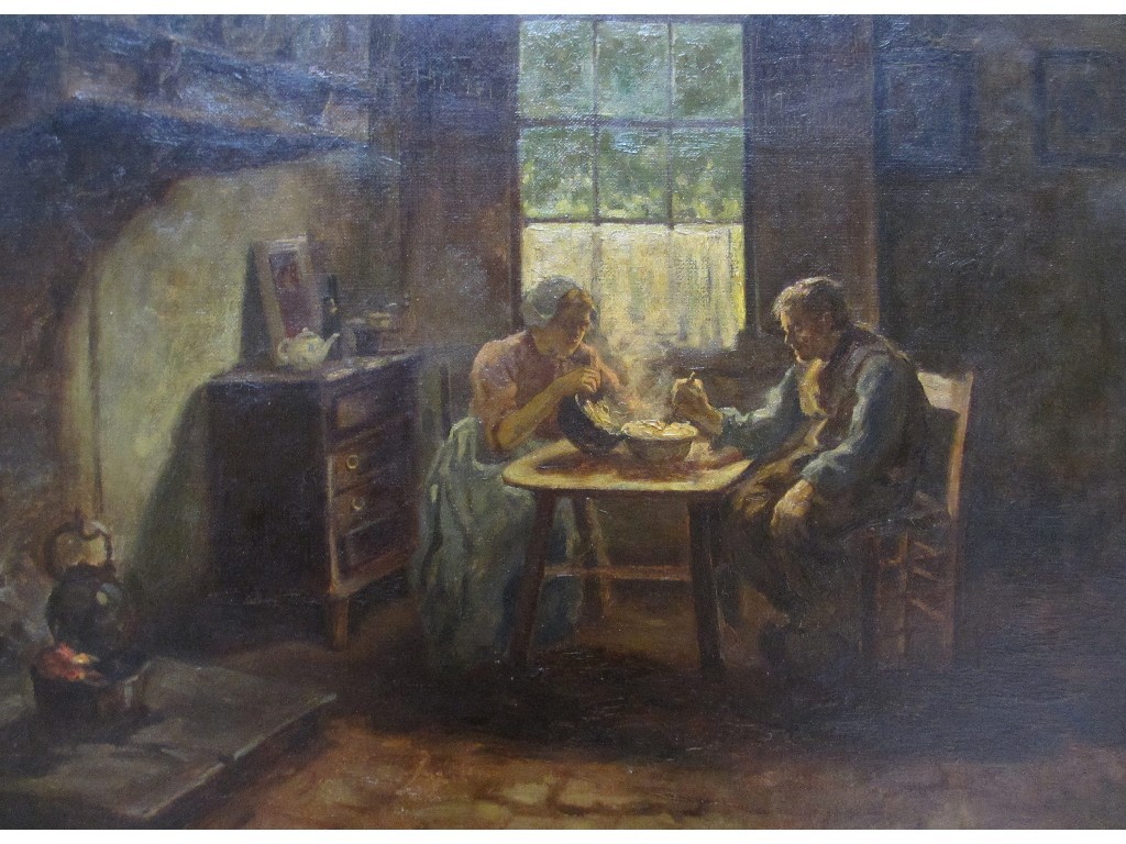 Appraisal: JOHN PATRICK DOWNIE RSW - COUPLE AT A TABLE EATING