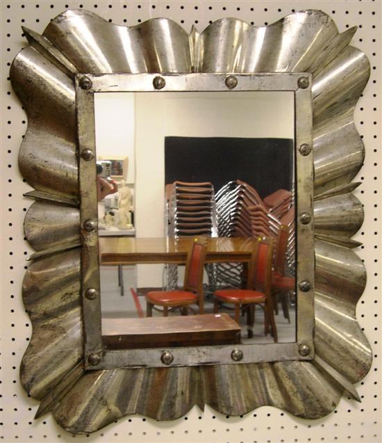 Appraisal: Mirror wide undulating tin frame '' h x '' w