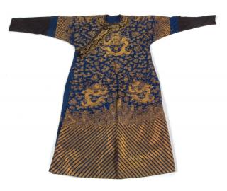 Appraisal: A Chinese Embroidered Silk Dragon Robe Jifu A Chinese Embroidered