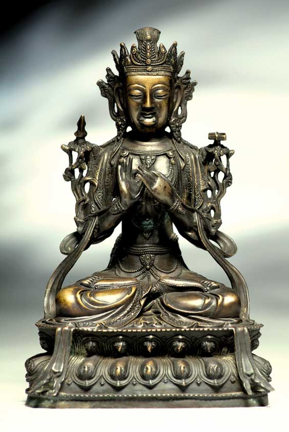 Appraisal: ANTIQUE BUDDHIST BRONZE FIGURE Antique Chinese Buddhist bronze figure of