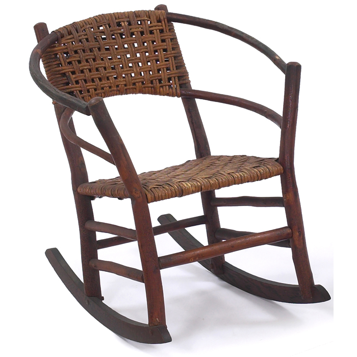 Appraisal: Old Hickory rocker bowed-back form with original woven splint back