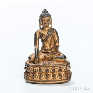 Appraisal: Gilt-bronze Figure of Buddha Akshobhya Gilt-bronze Figure of Buddha Akshobhya