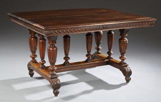 Appraisal: French Henri II Style Carved Oak Dining Table lat French