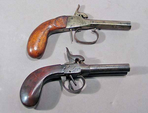 Appraisal: A lot of two unmarked continental boxlock percussion pistols The