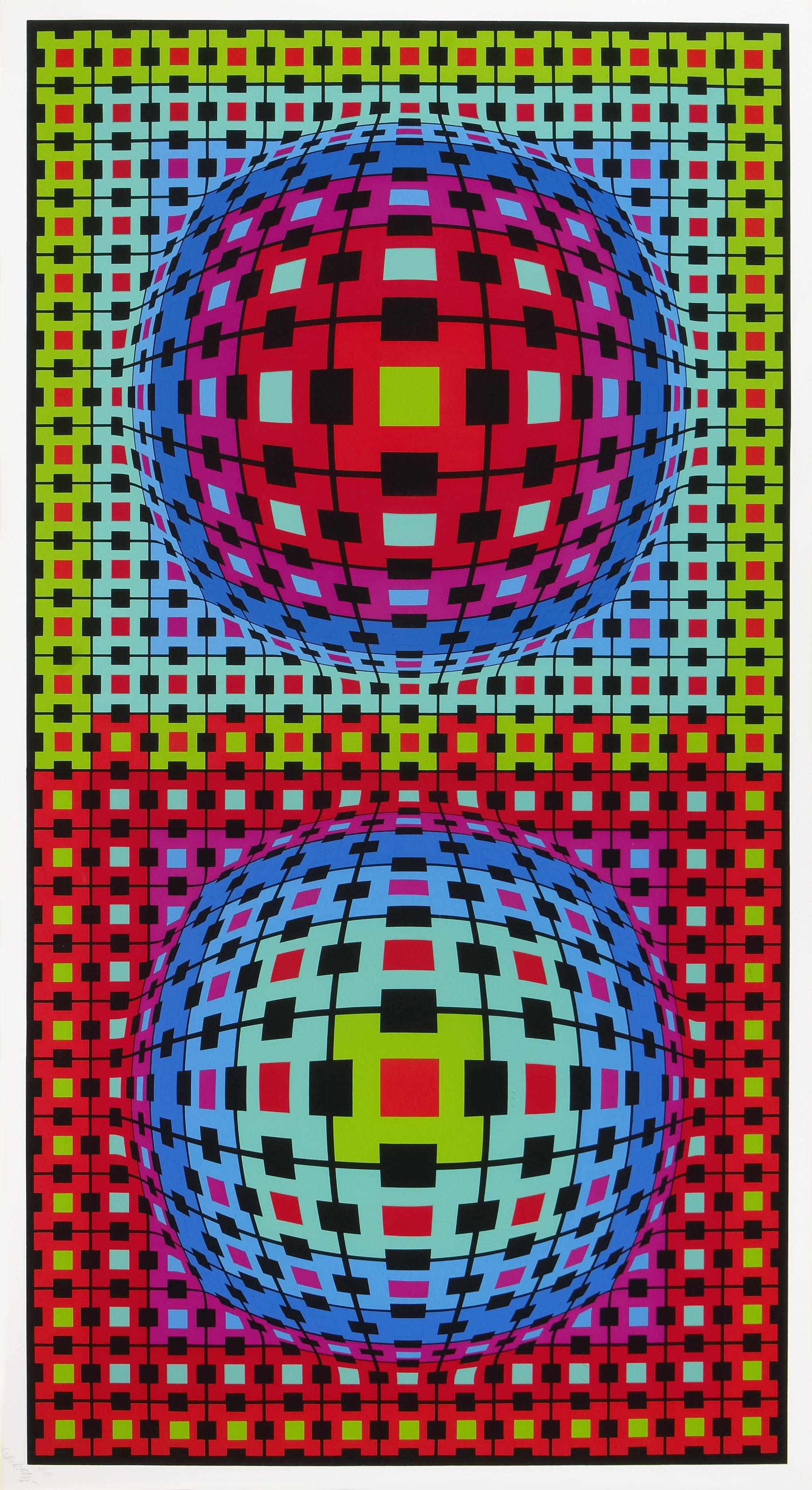 Appraisal: Victor Vasarely Hungarian - Untitled Spheres c Screenprint in colors