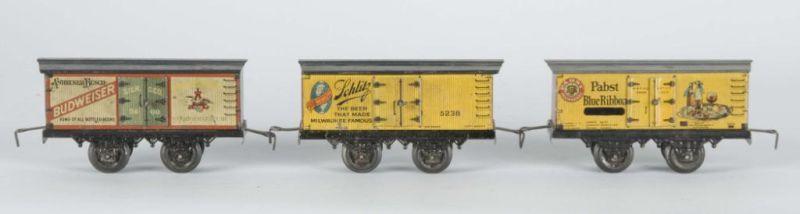 Appraisal: Lot of German Bing Beer O-Gauge Train Box Cars Description