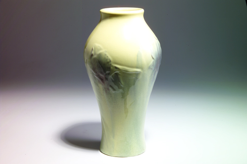 Appraisal: ROOKWOOD Relief Iris glaze baluster vase carved by Matt Daly