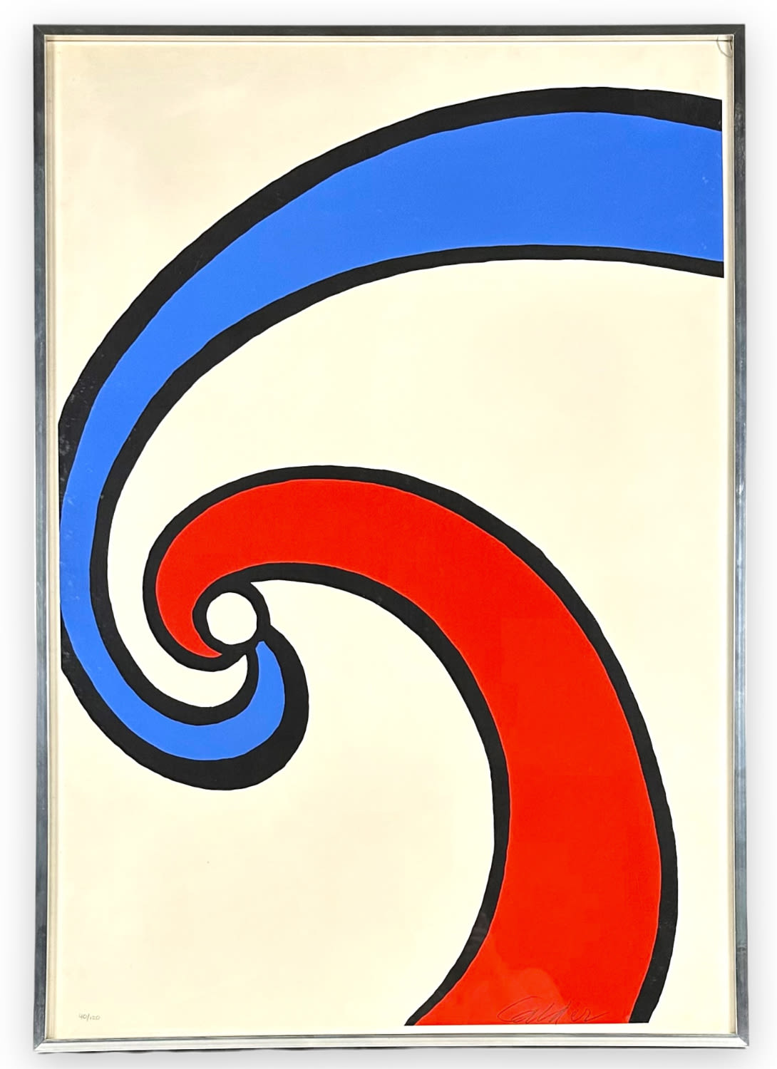 Appraisal: Alexander Calder Lithograph Red Blue SwirlHand Signed Edition Frame x