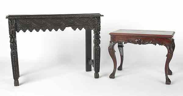 Appraisal: Carved oak console table th c h w together with